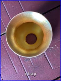 VTG Art Deco. Signed Steuben Gold Aurene & Opal Pulled Feather Glass Shade