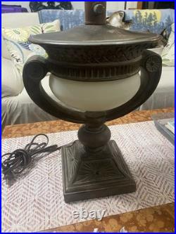 VTG Art Deco Table Lamp Beautiful Frosted Glass Heavy Base