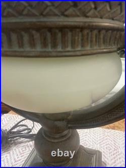 VTG Art Deco Table Lamp Beautiful Frosted Glass Heavy Base