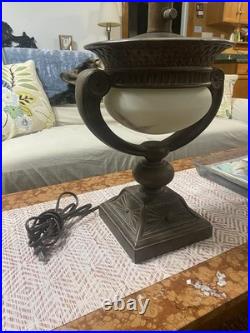 VTG Art Deco Table Lamp Beautiful Frosted Glass Heavy Base