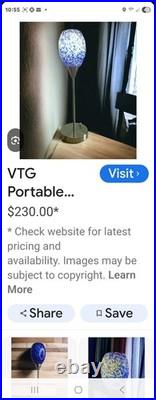 VTG Beautiful Blue Glass Art Deco Table Lamp WithDimmer Tested Works Great