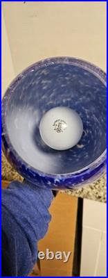 VTG Beautiful Blue Glass Art Deco Table Lamp WithDimmer Tested Works Great