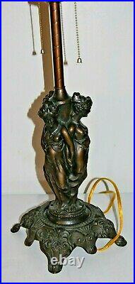 VTG DECO 27 FIGURAL 3 GRACES TABLE LAMP Brass with Two Light Fixtures