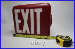 VTG Industrial EXIT Sign Glass Globe Lens Double-Sided Red White Collectible B16