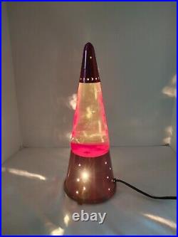 VTG Lava Lite Wizard Red Yellow Moon Star Purple Lighted Base 1999 USA