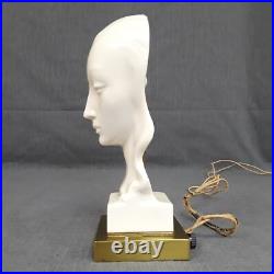 VTG Lenox Art Deco Lamp Female Bust Brass Base Glowing Face Geza de Vegh RARE