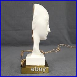 VTG Lenox Art Deco Lamp Female Bust Brass Base Glowing Face Geza de Vegh RARE