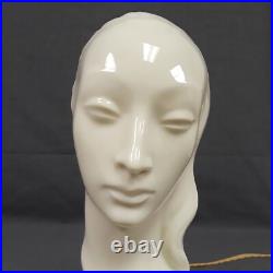 VTG Lenox Art Deco Lamp Female Bust Brass Base Glowing Face Geza de Vegh RARE