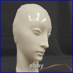 VTG Lenox Art Deco Lamp Female Bust Brass Base Glowing Face Geza de Vegh RARE