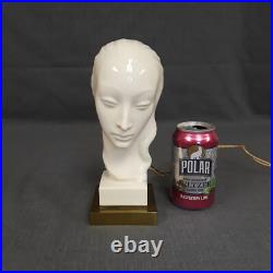 VTG Lenox Art Deco Lamp Female Bust Brass Base Glowing Face Geza de Vegh RARE