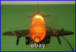 VTG MCM. Art Deco. Douglas DC Airplane. Handblown Glass/Metal. Table Lamp