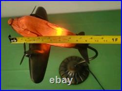 VTG MCM. Art Deco. Douglas DC Airplane. Handblown Glass/Metal. Table Lamp