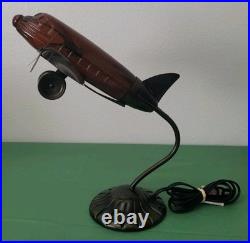 VTG MCM. Art Deco. Douglas DC Airplane. Handblown Glass/Metal. Table Lamp