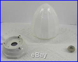 VTG Milk Glass ART DECO Pendant Ceiling Lamp Fixture 4Fitter CERAMIC LAMPHOLDER