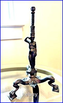 VTG Spelter Male Nude Telamon Figural Lamp Base Art Deco Revival 11.5 Unwired