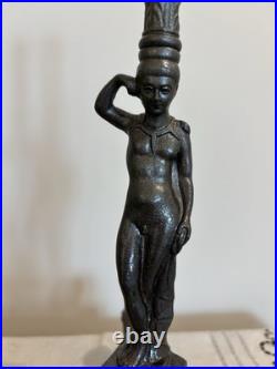 VTG Spelter Male Nude Telamon Figural Lamp Base Art Deco Revival 11.5 Unwired