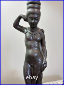 VTG Spelter Male Nude Telamon Figural Lamp Base Art Deco Revival 11.5 Unwired