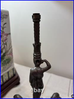 VTG Spelter Male Nude Telamon Figural Lamp Base Art Deco Revival 11.5 Unwired