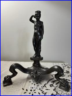 VTG Spelter Male Nude Telamon Figural Lamp Base Art Deco Revival 11.5 Unwired