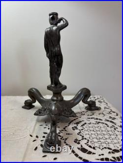 VTG Spelter Male Nude Telamon Figural Lamp Base Art Deco Revival 11.5 Unwired