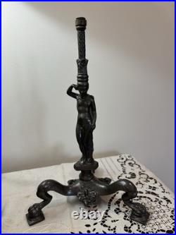 VTG Spelter Male Nude Telamon Figural Lamp Base Art Deco Revival 11.5 Unwired