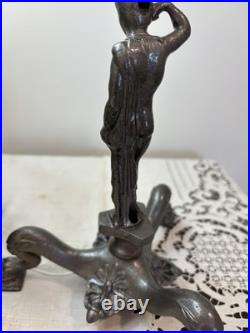 VTG Spelter Male Nude Telamon Figural Lamp Base Art Deco Revival 11.5 Unwired
