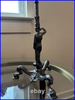 VTG Spelter Male Nude Telamon Figural Lamp Base Art Deco Revival 11.5 Unwired