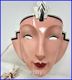 Vandor Pelzman Pink Lighted Face Lamp Wall Sconce Corded Art Deco 1980's