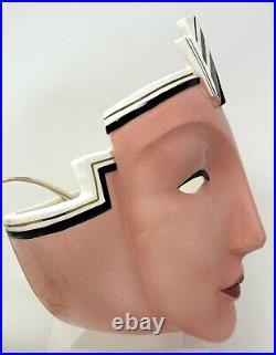 Vandor Pelzman Pink Lighted Face Lamp Wall Sconce Corded Art Deco 1980's