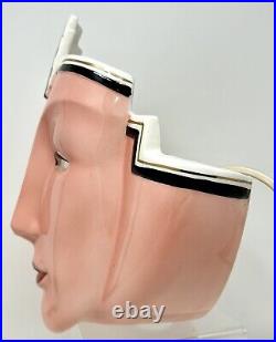 Vandor Pelzman Pink Lighted Face Lamp Wall Sconce Corded Art Deco 1980's