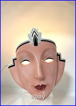 Vandor Pelzman Pink Lighted Face Lamp Wall Sconce Corded Art Deco 1980's