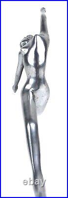 Vanity Art Deco Nude Dancer Moon Glass Mirror Statue Sculpture Lamp