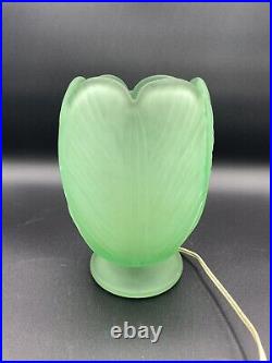 Vaseline Art Deco Green Frosted Bagley Tulip Lamp