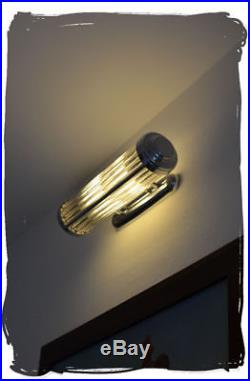 Verchromte Wandlampe Wandleuchte Art Deco Glasstäbe Top Kinoleuchte Chrom Glas