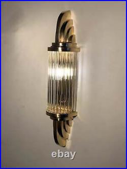 Vertigo Linear Art-Deco Brass and Glass Wall Lamp Sconce Vint-In-Haus