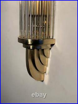 Vertigo Linear Art-Deco Brass and Glass Wall Lamp Sconce Vint-In-Haus