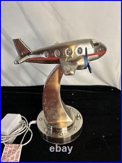 Very Chic Brushed Nickel Airplane Art Deco Night Light Works