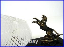 Very Rare Art Deco Panther Metal Cast Table Lamp Marble Jungle Animal Antique