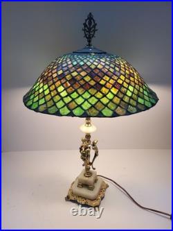 Very early 1906 Signed Chicago mosaic table lamp Arts and crafts