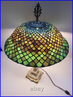 Very early 1906 Signed Chicago mosaic table lamp Arts and crafts