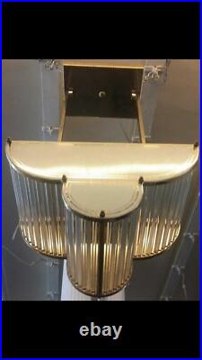 Victorian Art Deco Brass & Glass Rod Chandelier Lamp Retro Style Ceiling Light