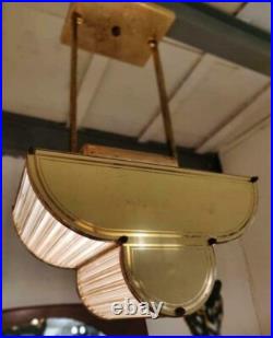 Victorian Art Deco Brass & Glass Rod Chandelier Lamp Retro Style Ceiling Light
