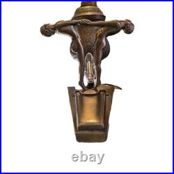 Vint L & L WMC Art Deco Brass Glass Figural LAMP NUDE Man Woman Tiffany Styl