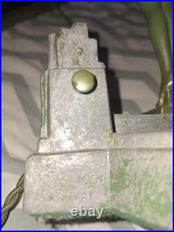 VintageFrankart Art Deco Lady Lamp. City backgrond. Beautiful lady, glass shades