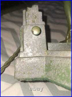 VintageFrankart Art Deco Lady Lamp. City backgrond. Beautiful lady, glass shades