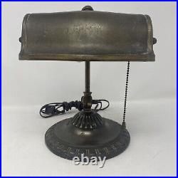 Vintage 10 Brass Art Deco Bankers Lamp Great Patina