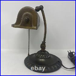 Vintage 10 Brass Art Deco Bankers Lamp Great Patina