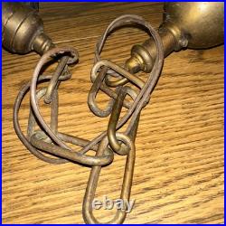 Vintage 1920's Art Deco FROSTED PENDANT LIGHT LAMP Ceiling Hanging Hubble Chain