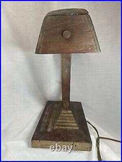Vintage 1920s/30s Art Deco Wooden U-Shaped Bankers Desk Lamp