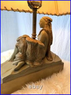 Vintage 1920s Art Deco Nude Figural Lady Lamp w Original Shade